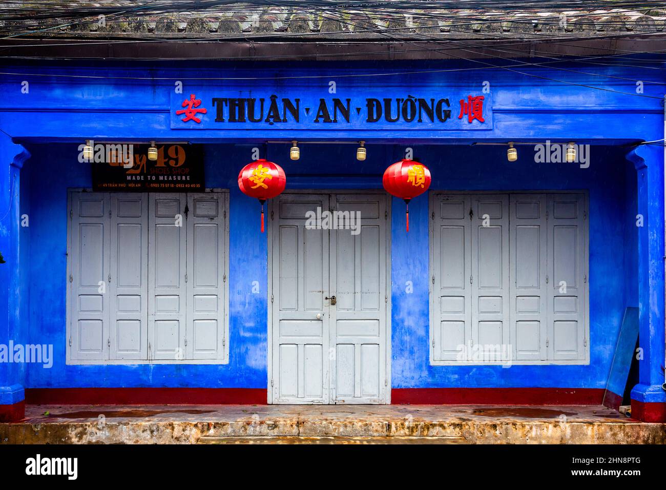 Un magasin fermé à Hoi an, VN pendant Covid. Banque D'Images
