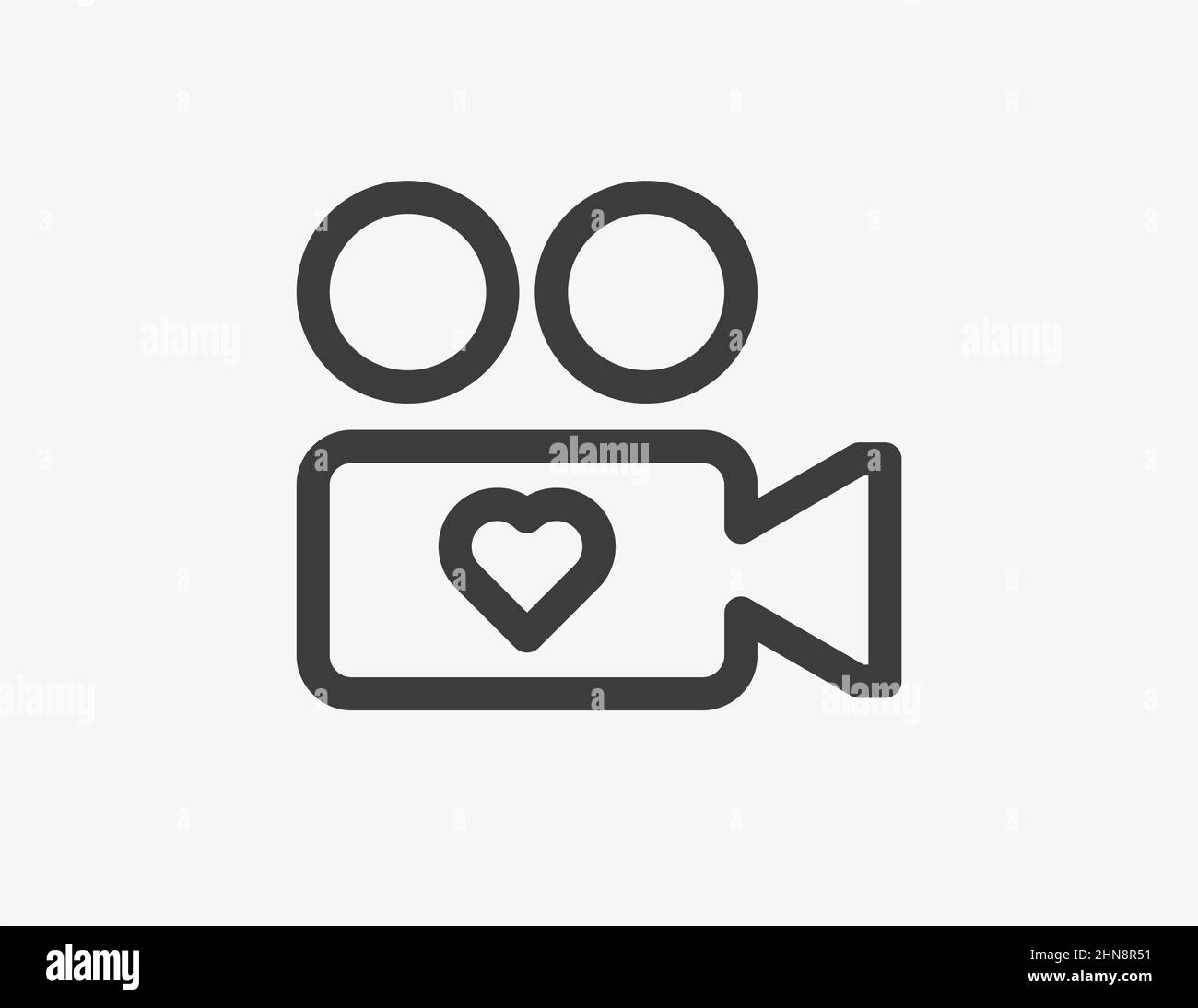 Caméra vidéo avec icône en forme de cœur. Un appareil photo d'amour Illustration de Vecteur