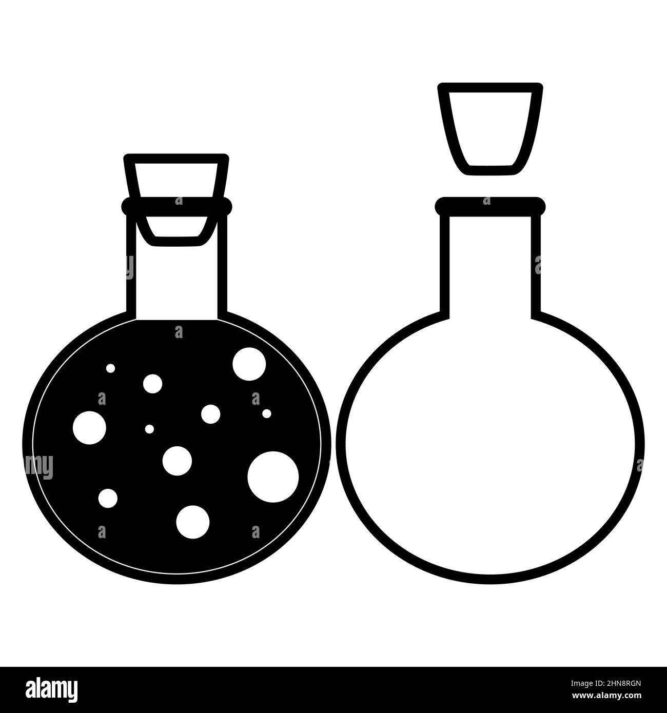 Les icônes vectorielles des tubes à essai chimiques définissent des illustrations plates minimalistes.Expérimentez des flacons chimiques pour la science isolés sur fond blanc. Illustration de Vecteur