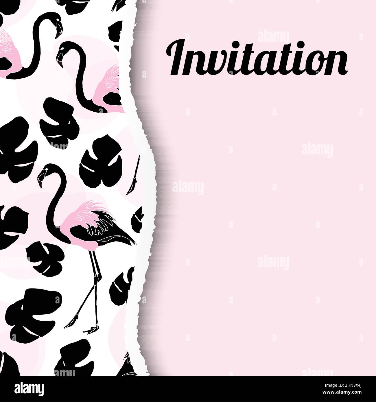 Bannière d'arrière-plan rose et noir Flamingo pour la conception d'invitation Illustration de Vecteur