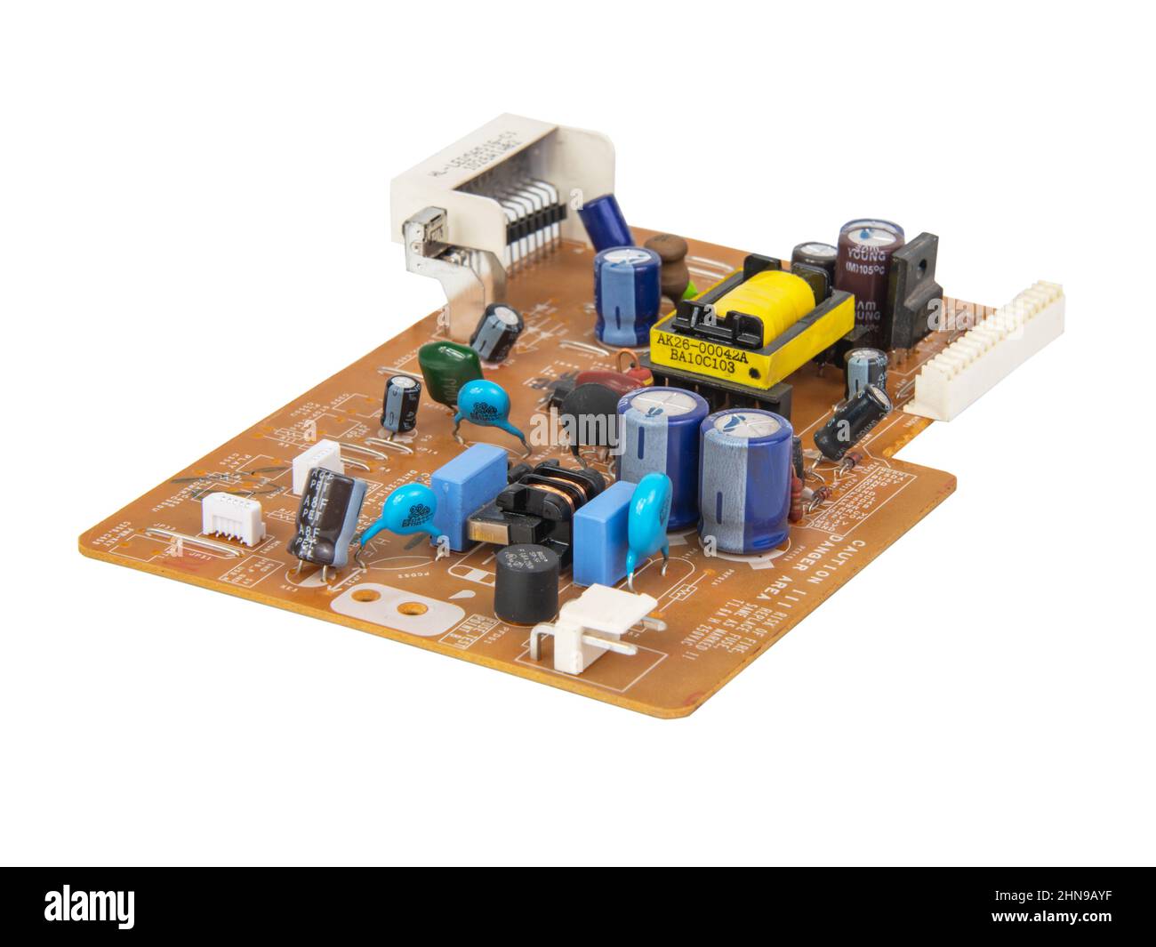 Micropuce industrielle électronique isolée sur fond blanc Banque D'Images
