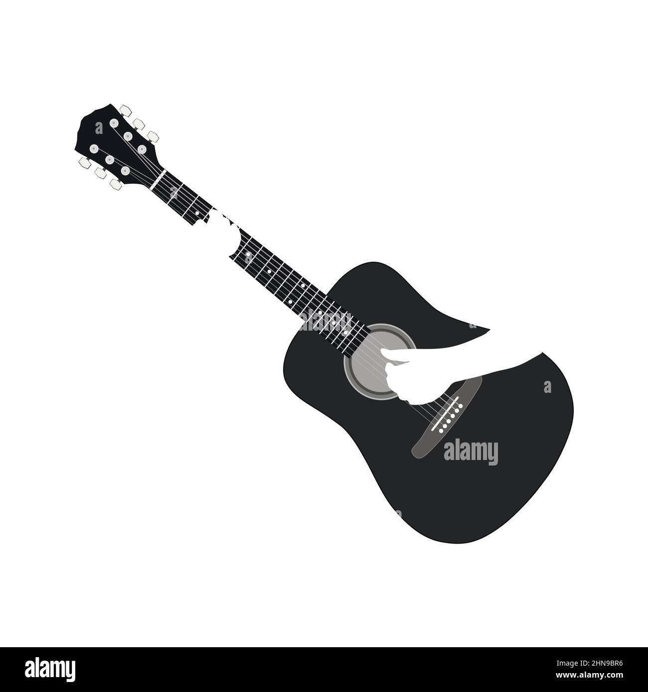 Silhouette de guitare acoustique noire. Icône instrument de musique. Vecteur Illustration de Vecteur