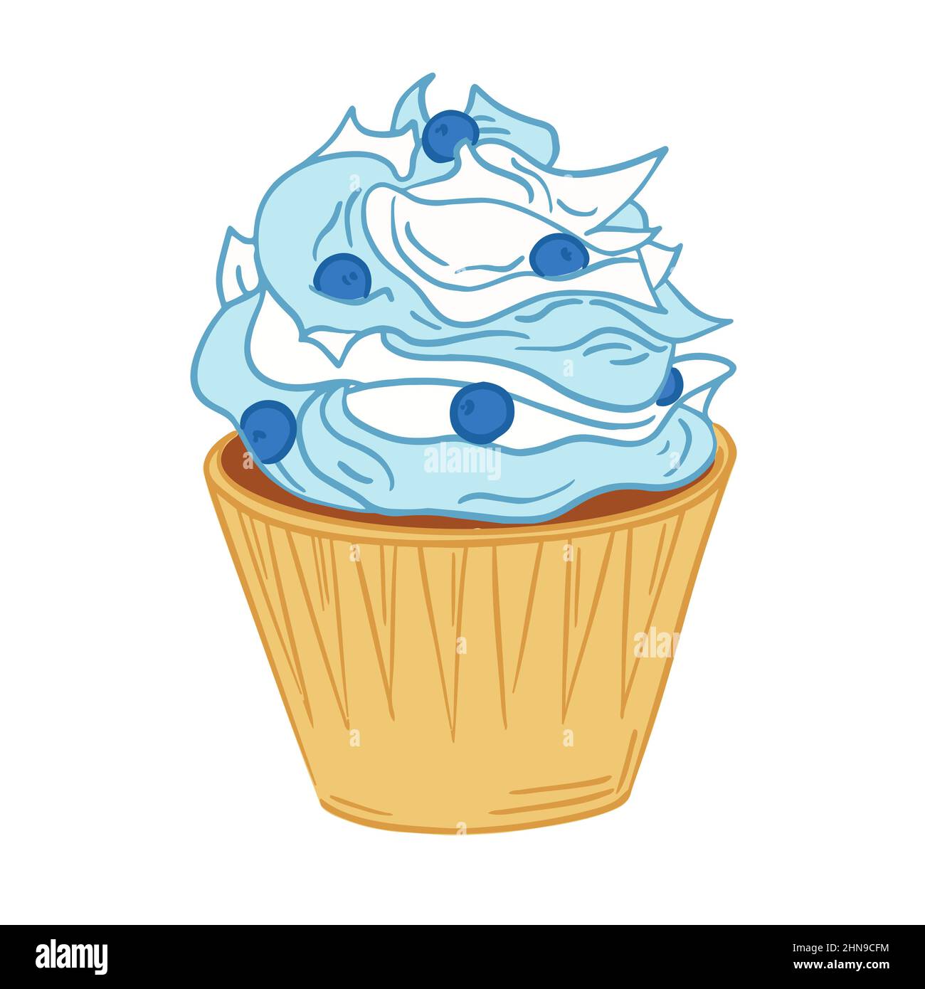 Gâteau de fête avec décorations de crème et d'anniversaire Illustration de Vecteur