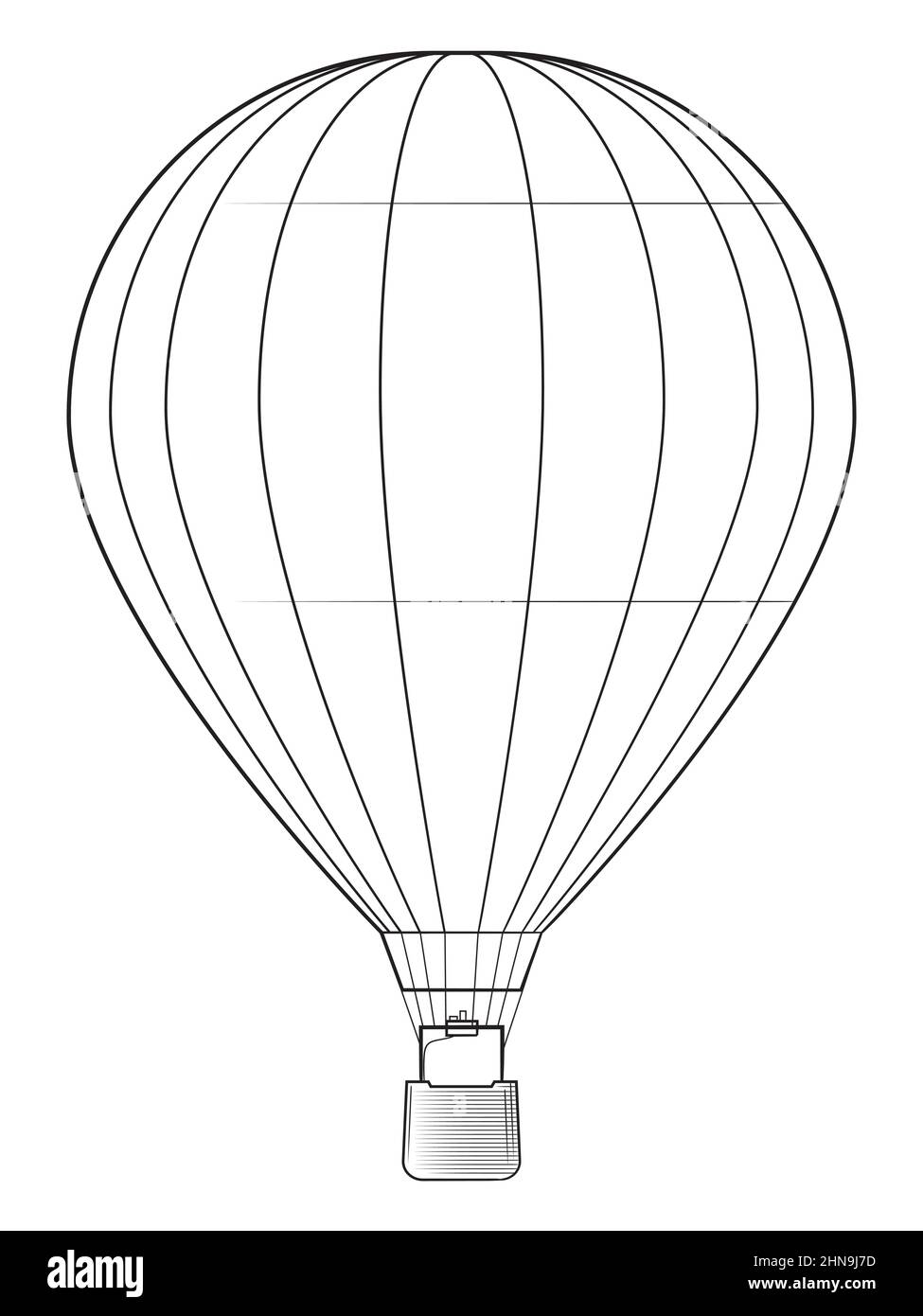 Ballon à air chaud - illustration de stock d'un véhicule volant classique d'époque. Illustration de Vecteur
