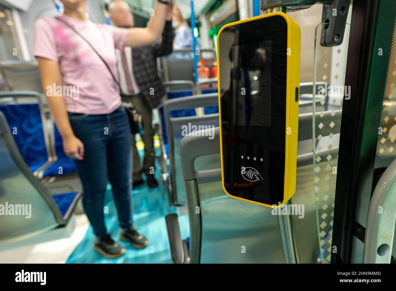 Terminal de paiement NFC par ticket de bus Banque D'Images