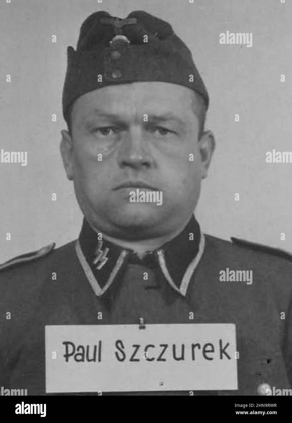 SS-Unterscharführer. Szczurek était un Allemand de souche et sergeant dans l'armée polonaise jusqu'en 1939. Il rejoint le SS en 1940 et est stationné à KZ Auschwitz. Paul Szczurek a été pendu après la guerre. Banque D'Images
