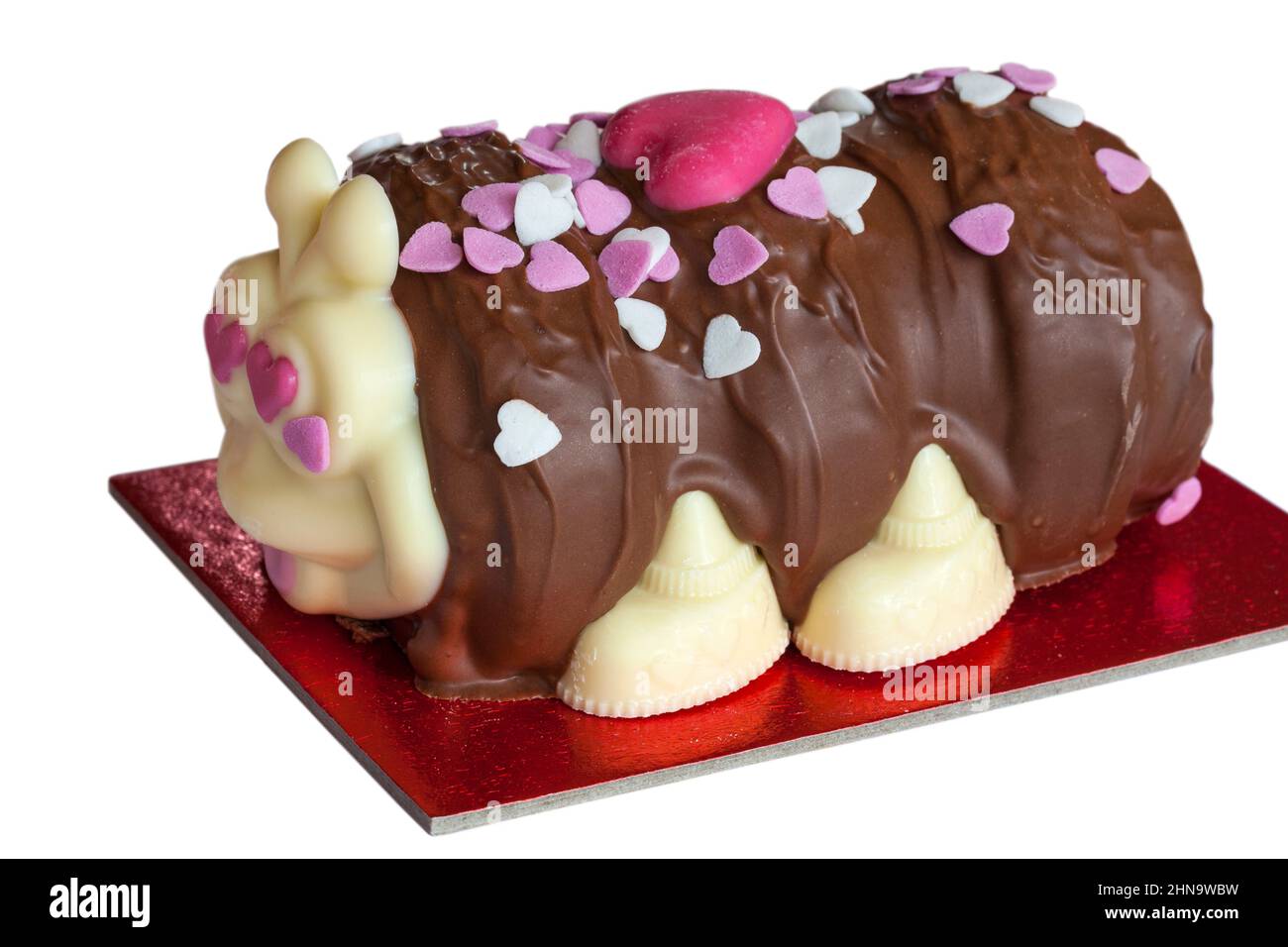 Love is in the Air Colin The Caterpillar Cake Limited Edition, prêt pour la Saint-Valentin de M&S isolé sur fond blanc Banque D'Images Love is in the Air Colin The Caterpillar Cake Limited Edition, prêt pour la Saint-Valentin de M&S isolé sur fond blanc Banque D'Images