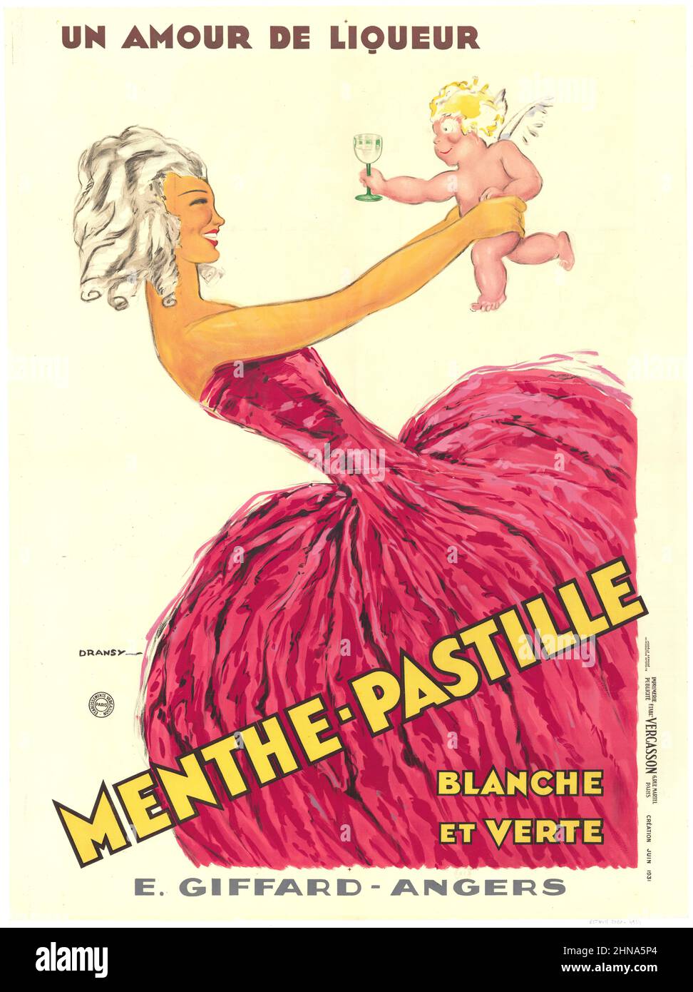 Jules Isnard Dransy - Un amour du Liquor. Menthe-Pastille, blanc et vert -1931 Banque D'Images