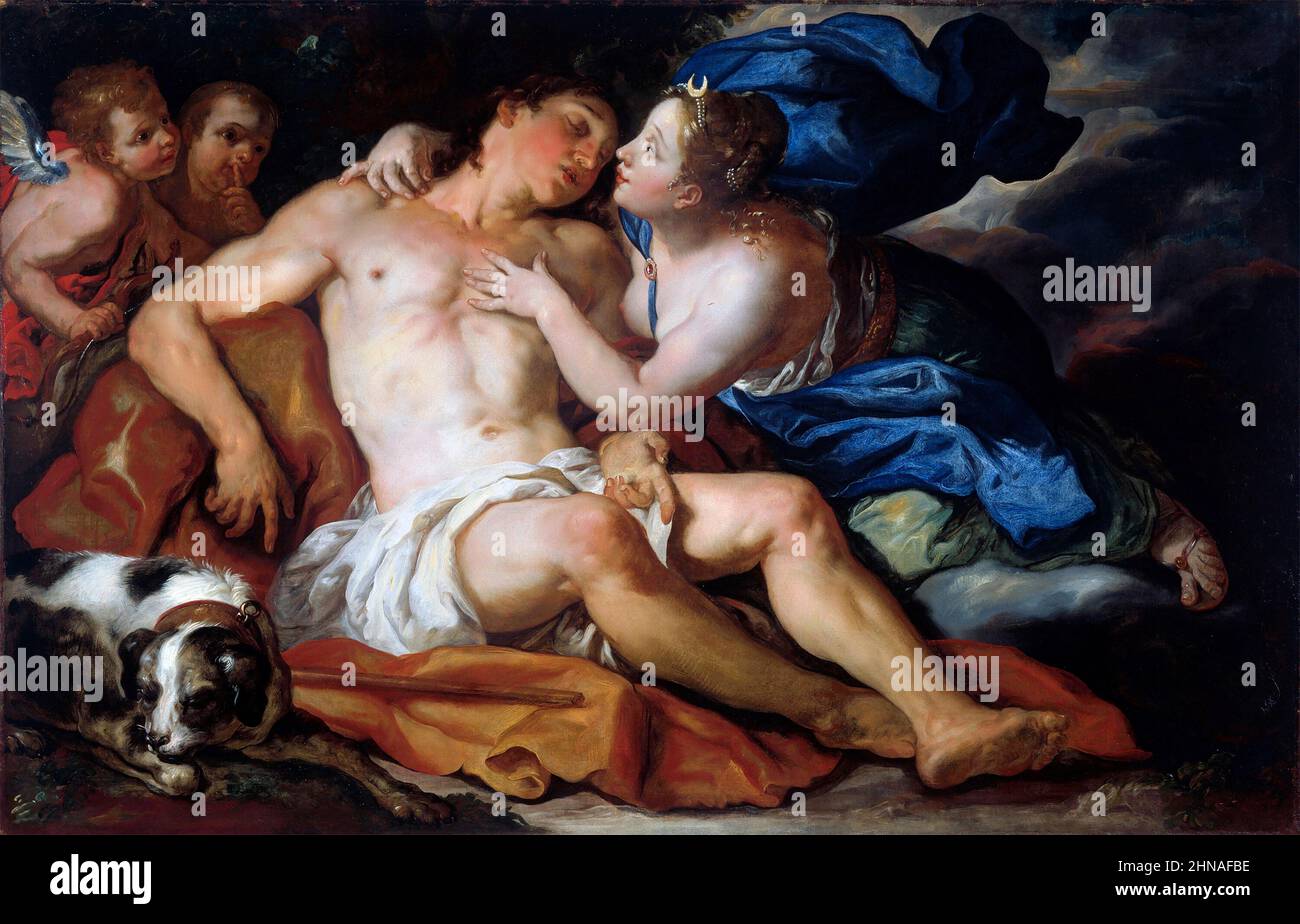 Diana et Endymion par l'artiste autrichien Johann Michael Rottmayr (1656-1730), huile sur toile, 1690/95 Banque D'Images