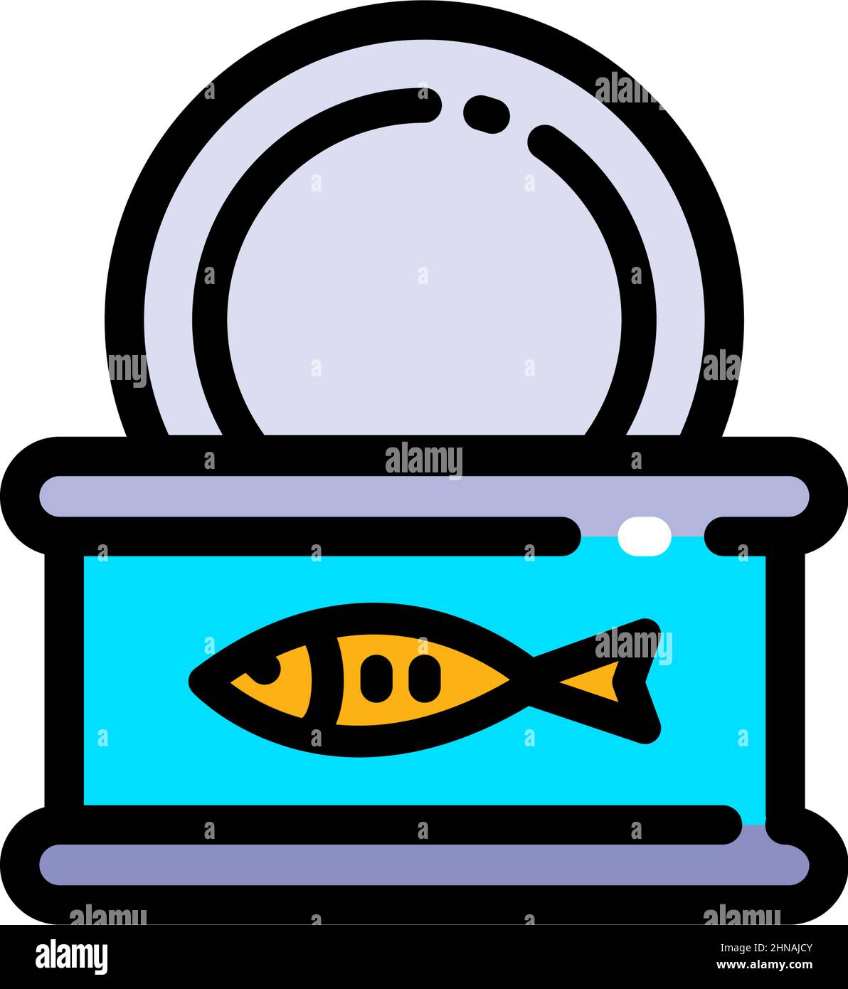 Vecteur icône poisson en conserve. Icône boîte de sardines. Illustration du poisson en conserve, du hareng, du sprat. Icône de nourriture vectorielle pour la conception de sites Web isolée sur blanc Illustration de Vecteur