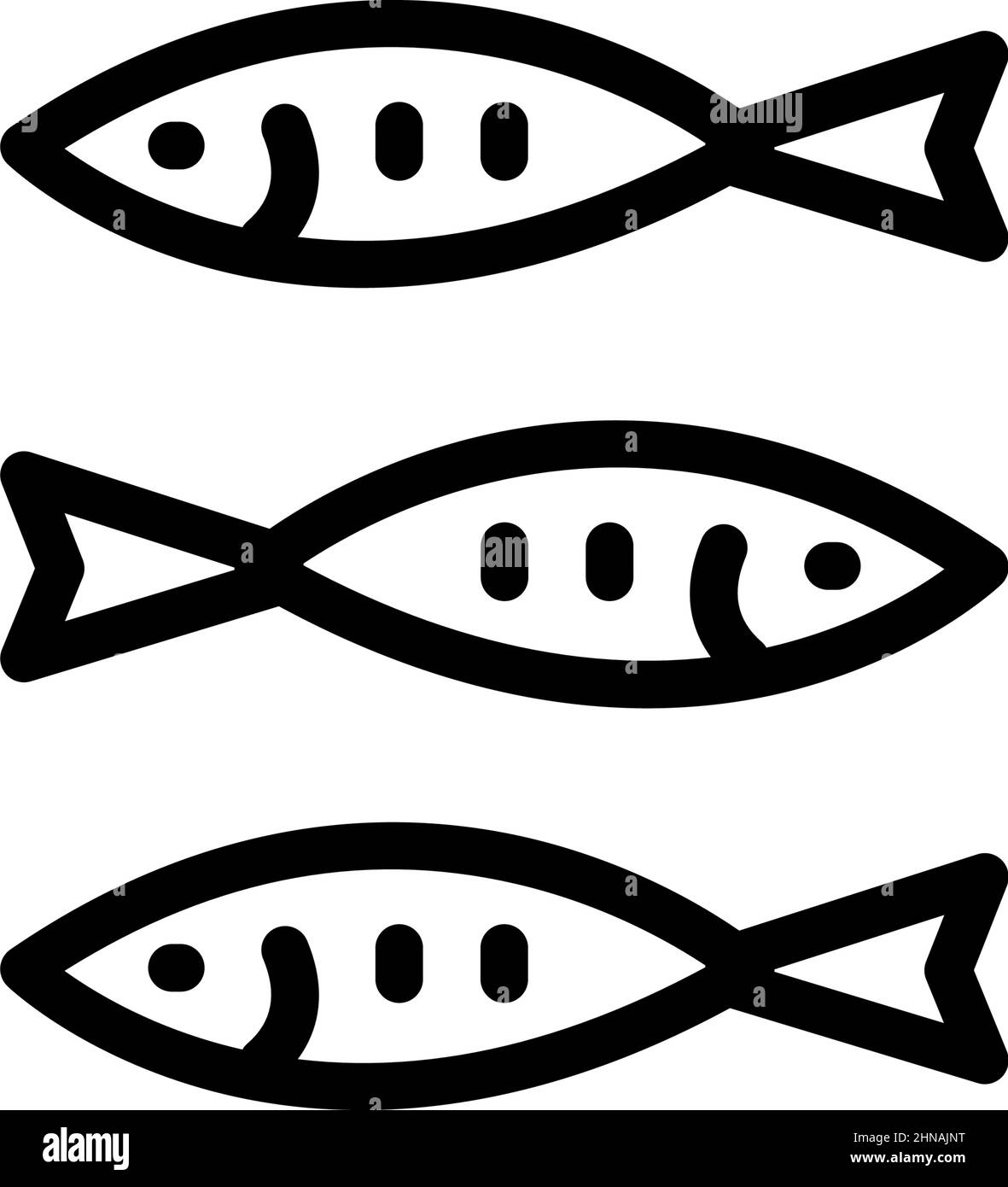Icône de ligne de poisson simple. Jeu de pictogrammes de course. Sardines, sprat, anchois ou iwashi concept. Illustration vectorielle isolée sur fond blanc. Vecteur si Illustration de Vecteur