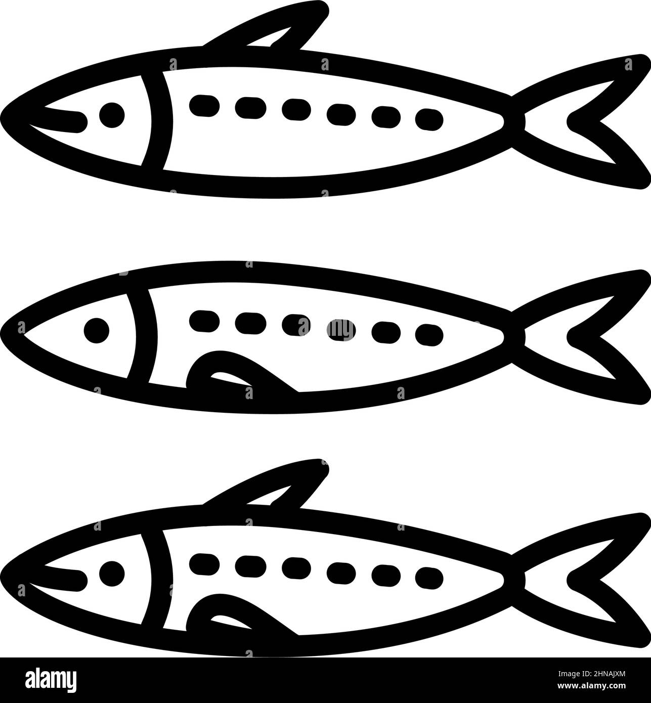 Icône de contour des sardines. Illustration vectorielle signe de ligne, web design, concept simple symbole isolé sur fond blanc. Illustration de Vecteur