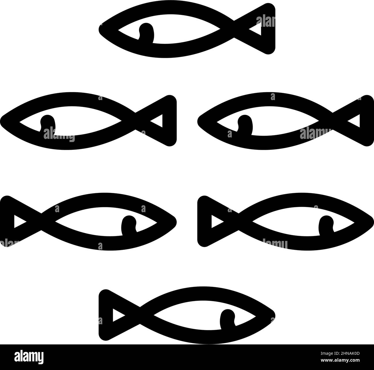 Icône de contour de poisson. Jeu de panneaux linéaires. Sardines, sprat, anchois ou iwashi concept. Illustration de pictogramme isolée sur fond blanc. Vecteur pour Illustration de Vecteur