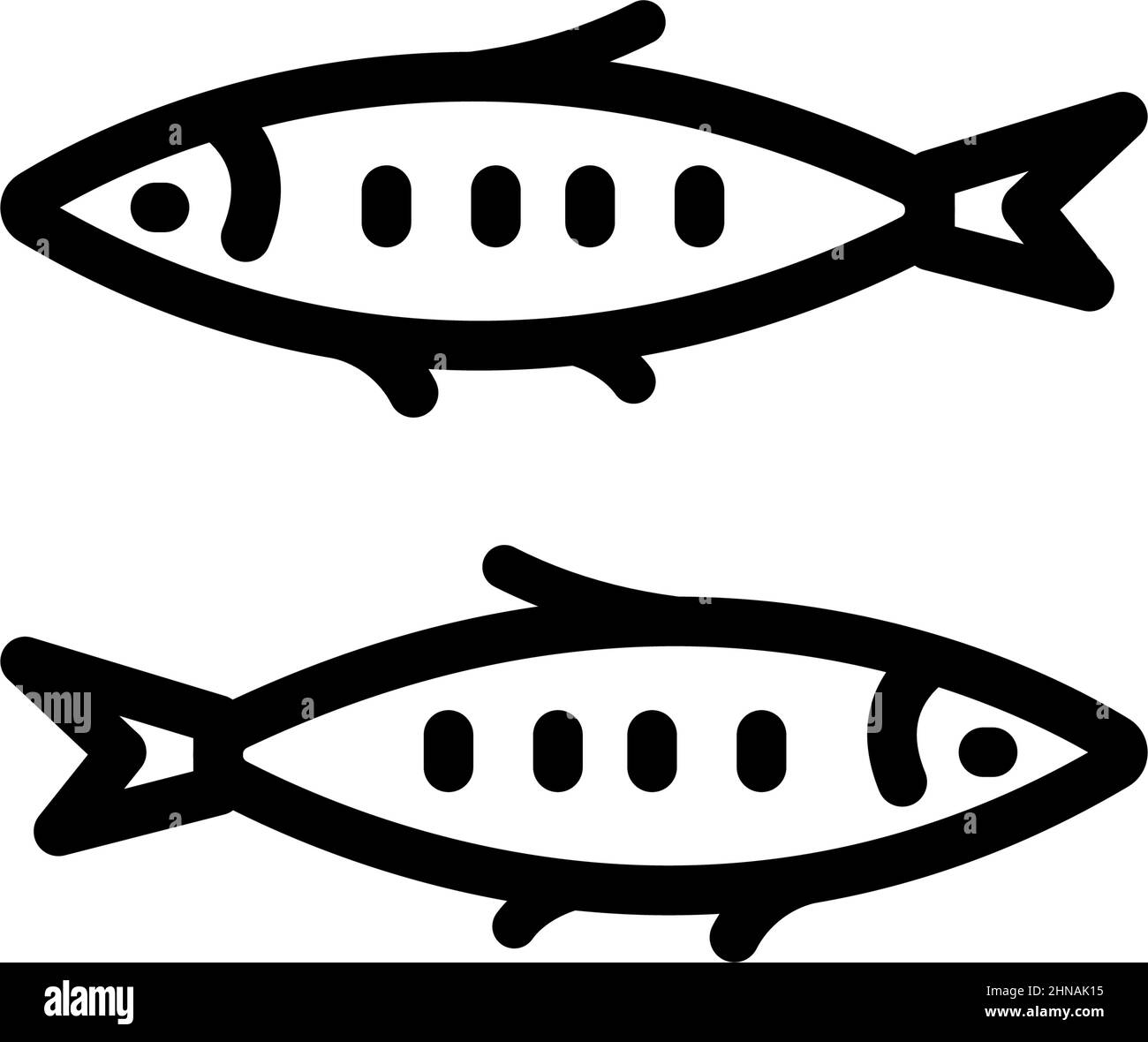 Icône de ligne de poisson simple. Jeu de pictogrammes de course. Sardines, sprat, anchois ou iwashi concept. Illustration vectorielle isolée sur fond blanc. Vecteur si Illustration de Vecteur