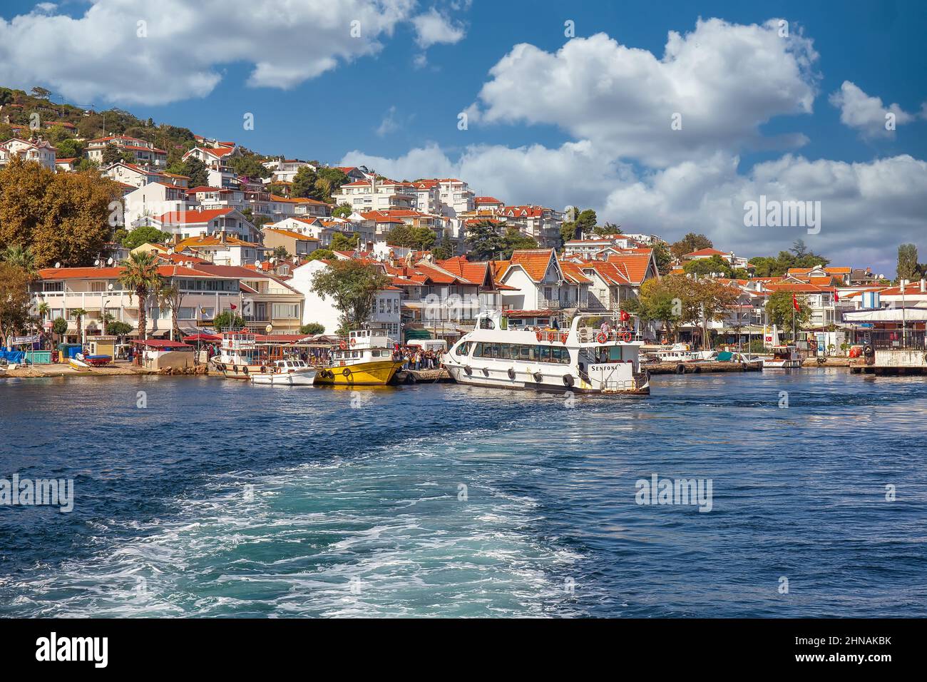 ÎLES PRINCES, TURQUIE - 10th octobre 2019 : vue sur la magnifique île de Heibeliada le jour d'automne chaud et ensoleillé Banque D'Images