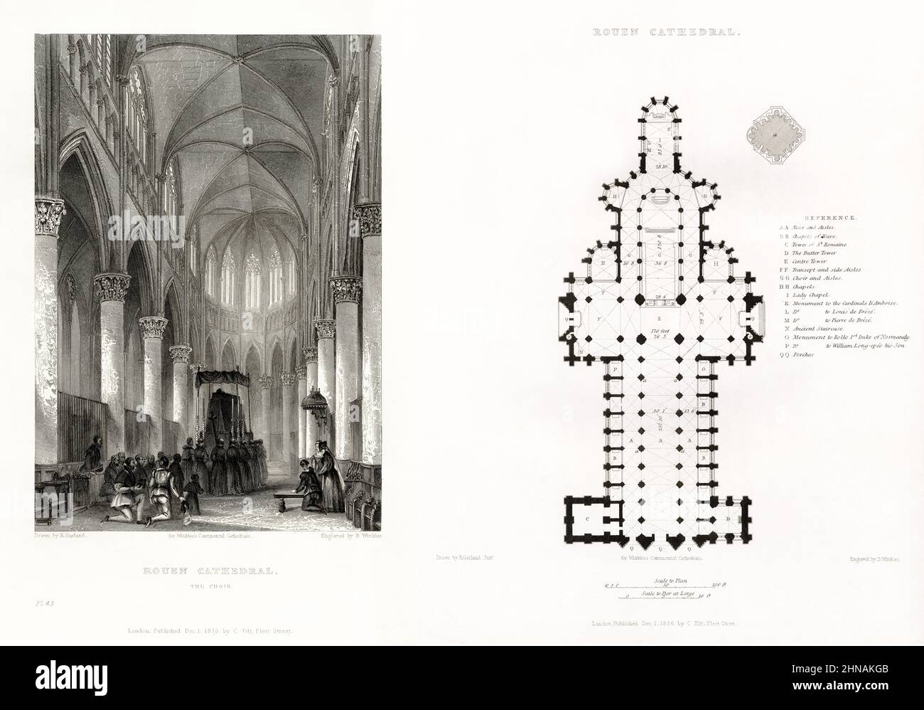 Cathédrale française, Cathédrale de Chartres, Rouen, France, gravure française antique, 1837 Banque D'Images