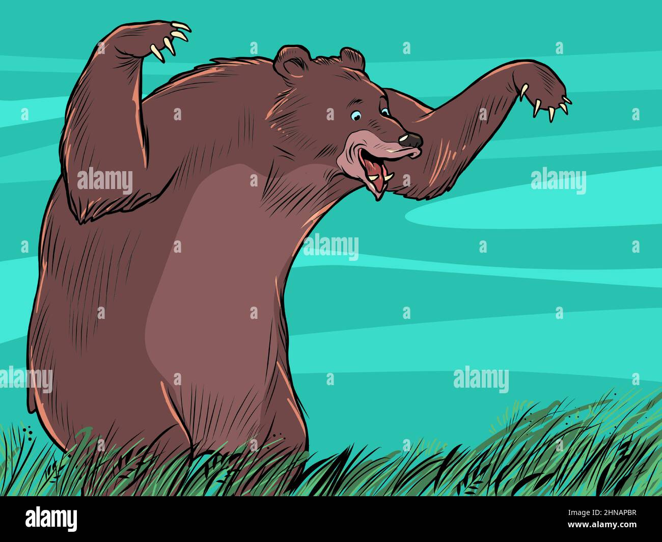 l'ours brun est un personnage de dessin animé, un prédateur drôle. Animal dangereux Illustration de Vecteur
