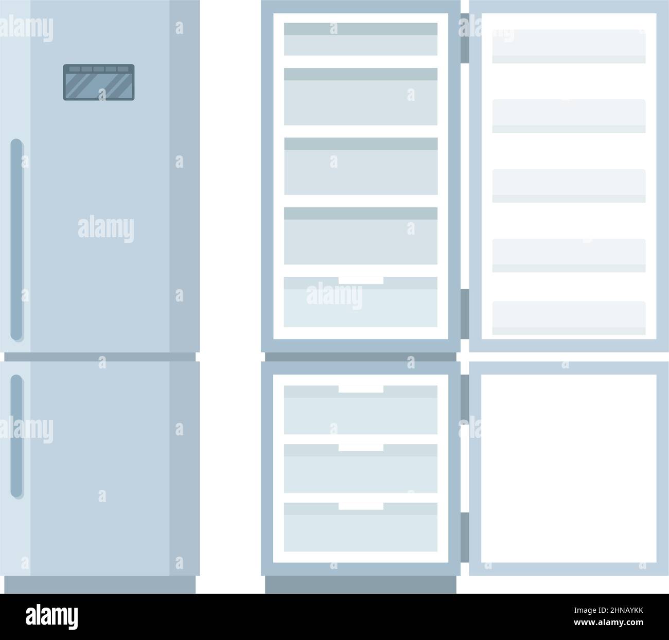 Réfrigérateur vide fermé et ouvert, illustration vectorielle Illustration de Vecteur