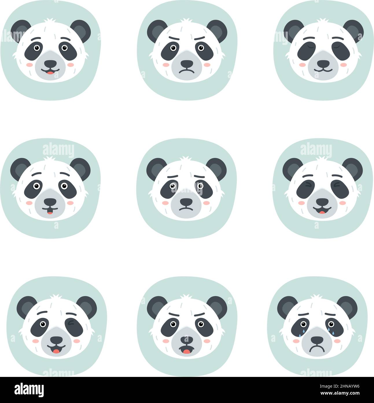 Ensemble de différentes émotions de panda, illustration vectorielle Illustration de Vecteur