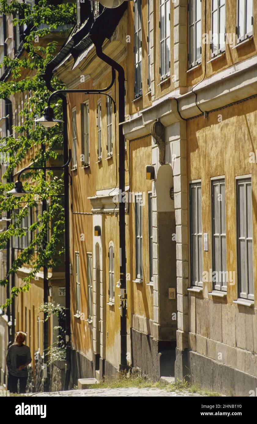 Façades de maisons anciennes à Stockholm Banque D'Images