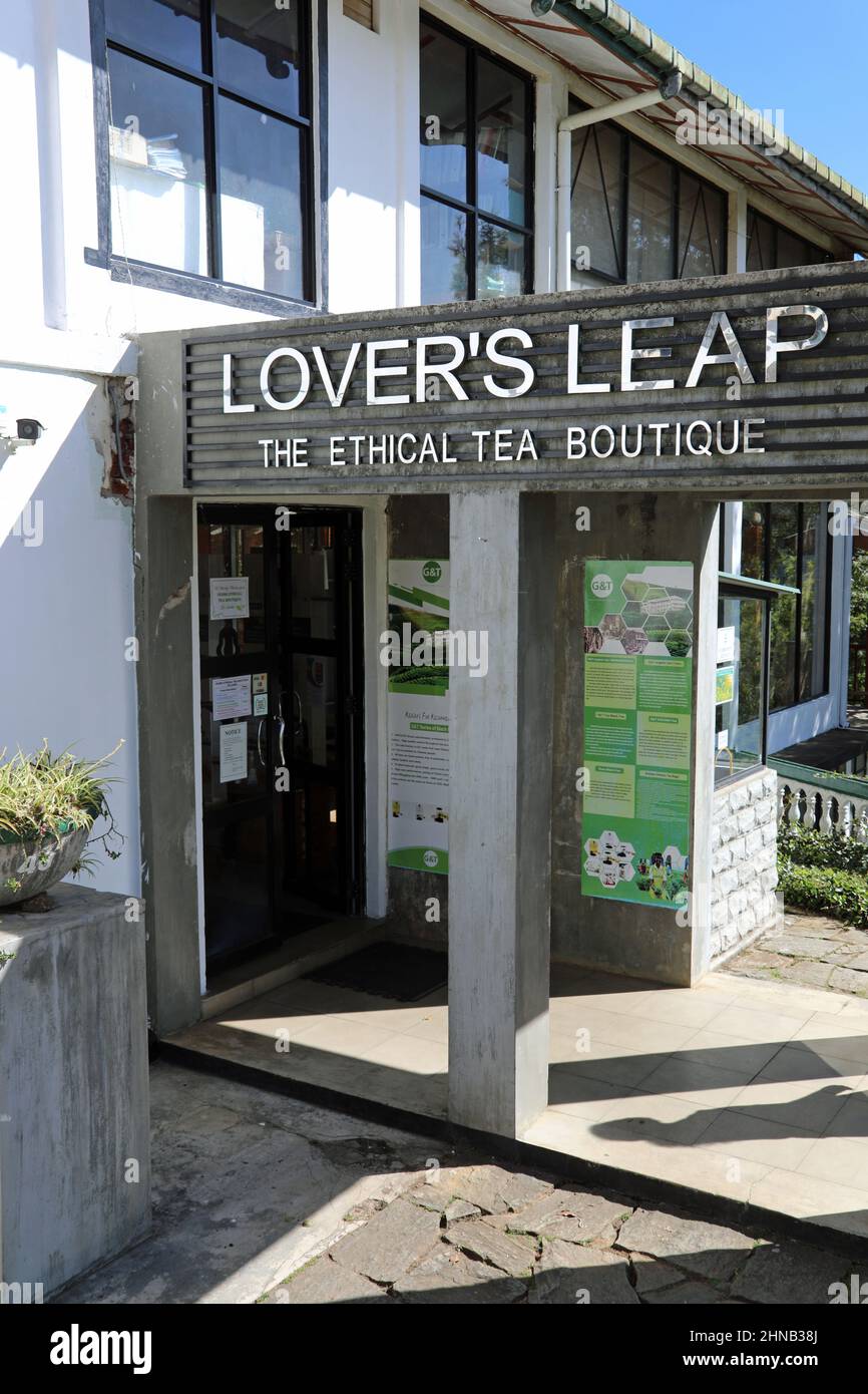 Lovers Leap Tea Boutique sur le domaine Pedro à Nuwara Eliya Banque D'Images