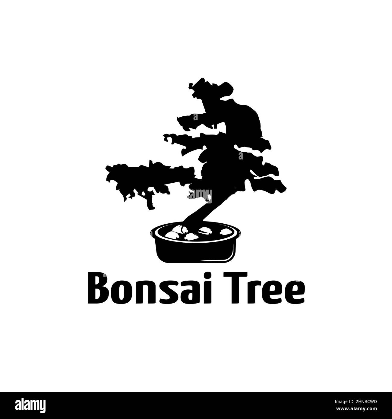 Vintage logo Bonsai modèle de conception de vecteur, silhouette de logo Bonsai, Illustration Illustration de Vecteur