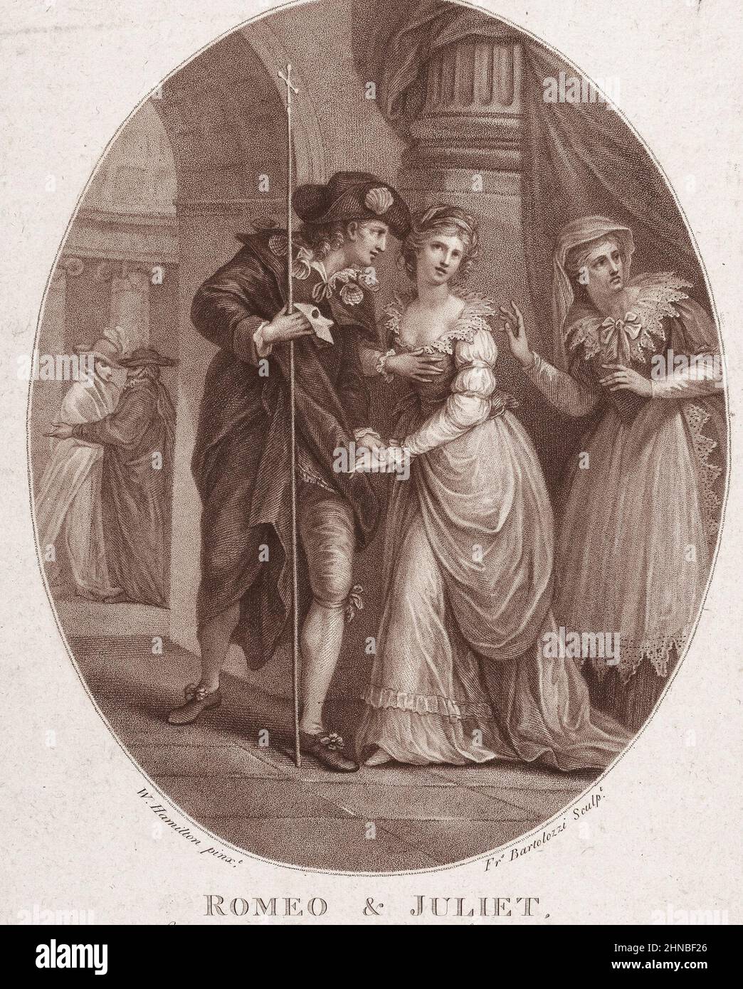 Roméo et Juliette à la Mascarade de Shakespeare, Roméo et Juliette, Acte 1, scène 5. Banque D'Images