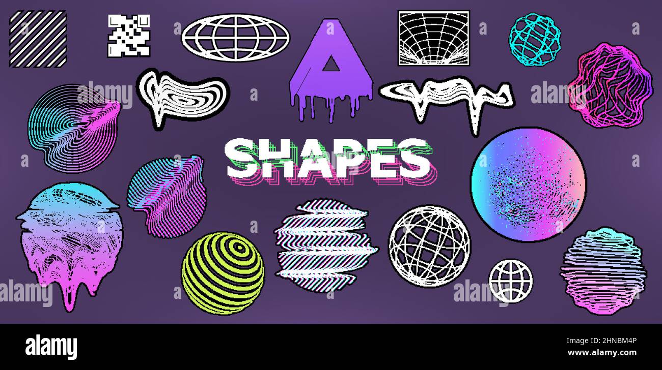 Style Memphis de 80s à 90s. Formes géométriques simples Illustration de Vecteur