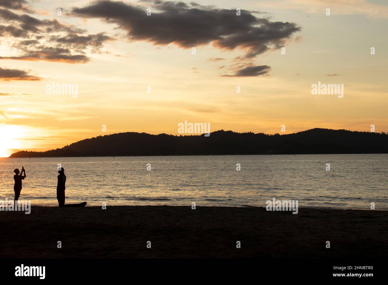 Baie de Likas Sabah Bornéo Malaisie soir et coucher de soleil Banque D'Images