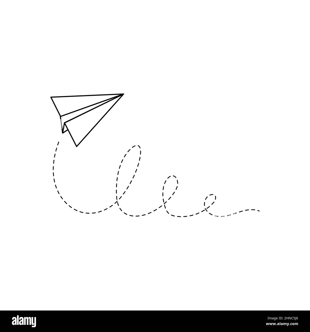 Icône vecteur avion papier.Avion en papier style contour Doodle.Élément avion origami simple.Illustration vectorielle de dessin. Illustration de Vecteur
