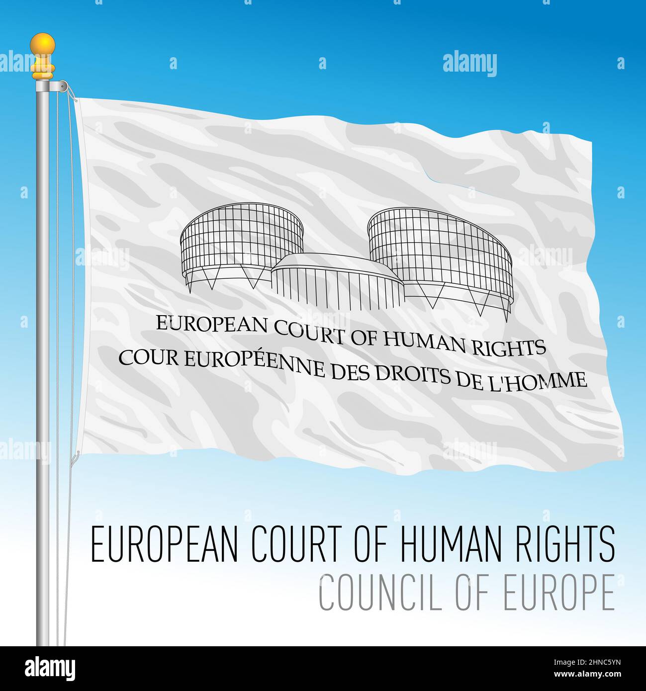 Drapeau de la Cour européenne des droits de l'Homme, Conseil de l'Europe, illustration vectorielle Illustration de Vecteur