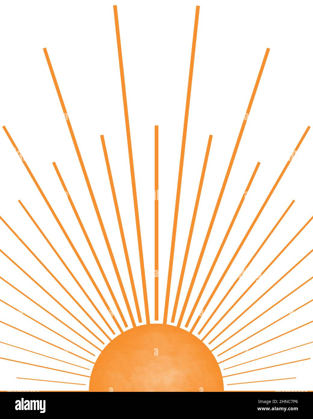 Orange Sun Burst Illustration, Boho Sun Print, Boho minimaliste imprimable Wall Art, abstrait géométrique Sunset Bohemian Art travail, Mid Century Modern Banque D'Images