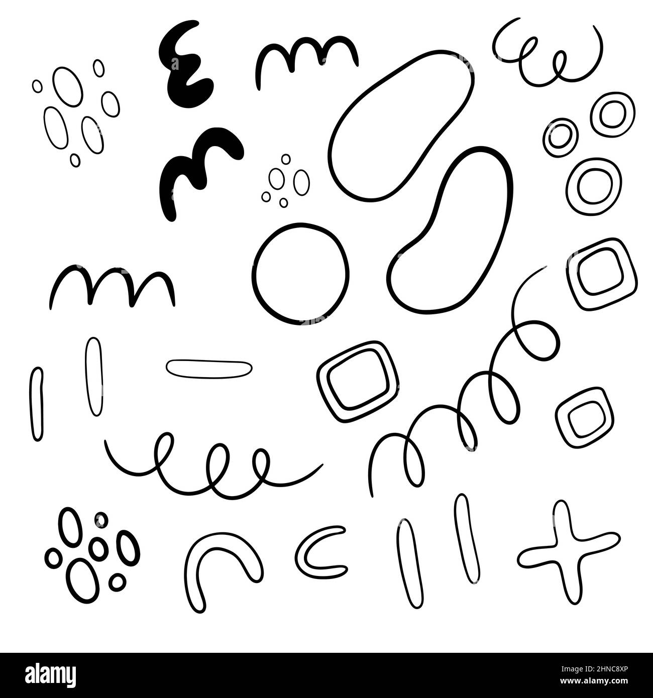 Forme organique main dessiner éléments abstraits ensemble pour fonds d'écran, affiches, décoration de maison cadres. Illustration de Vecteur