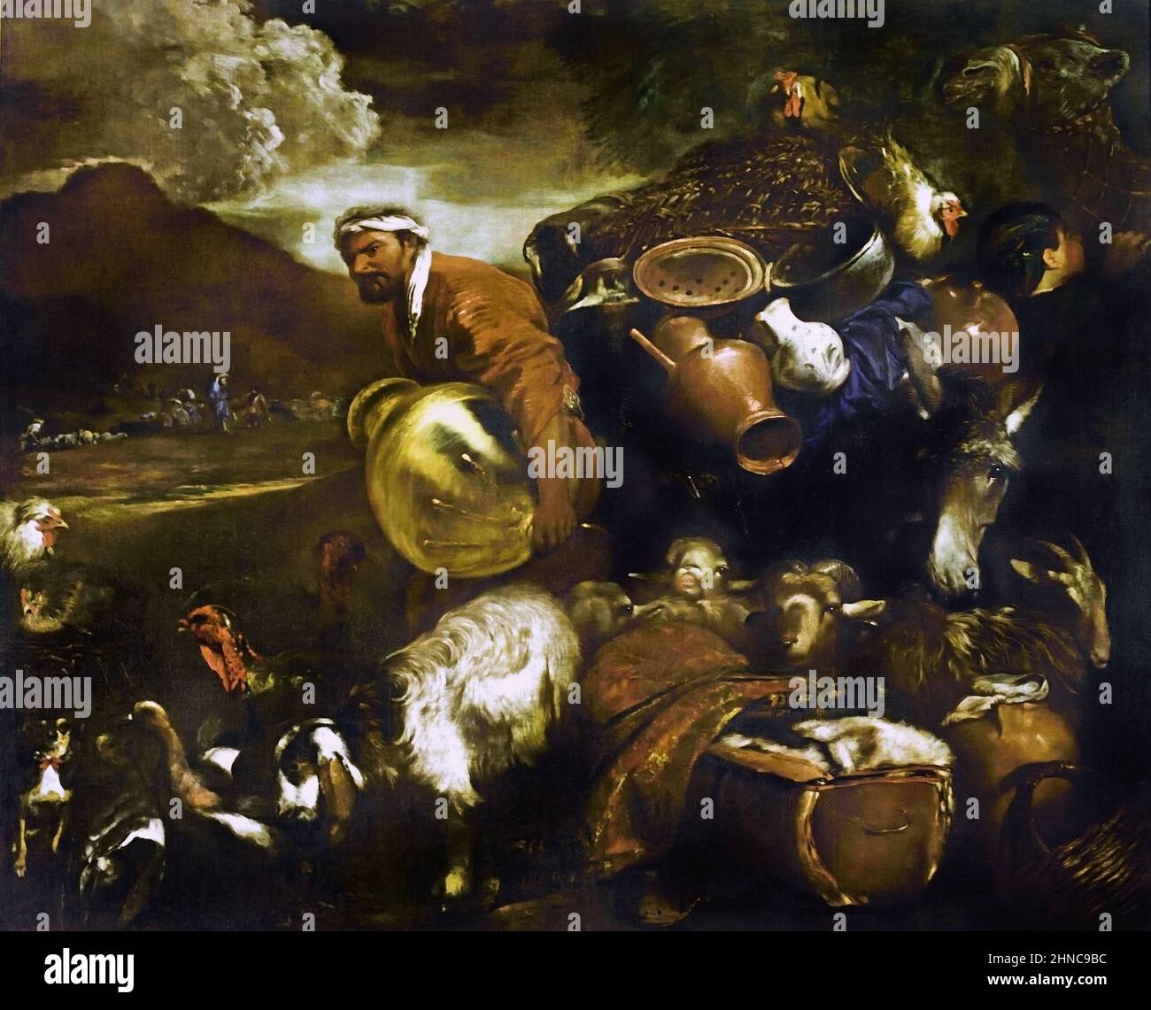 Voyage d'Abraham 1652 par Giovanni Benedetto Castiglione le Grechetto1610- 1664 Palazzo Spinola, Italie, Italien, Abraham, Abram, 1996 C.-B. patriarche des religions abrahamiques, judaïsme, christianisme, islam, judaïsme Banque D'Images