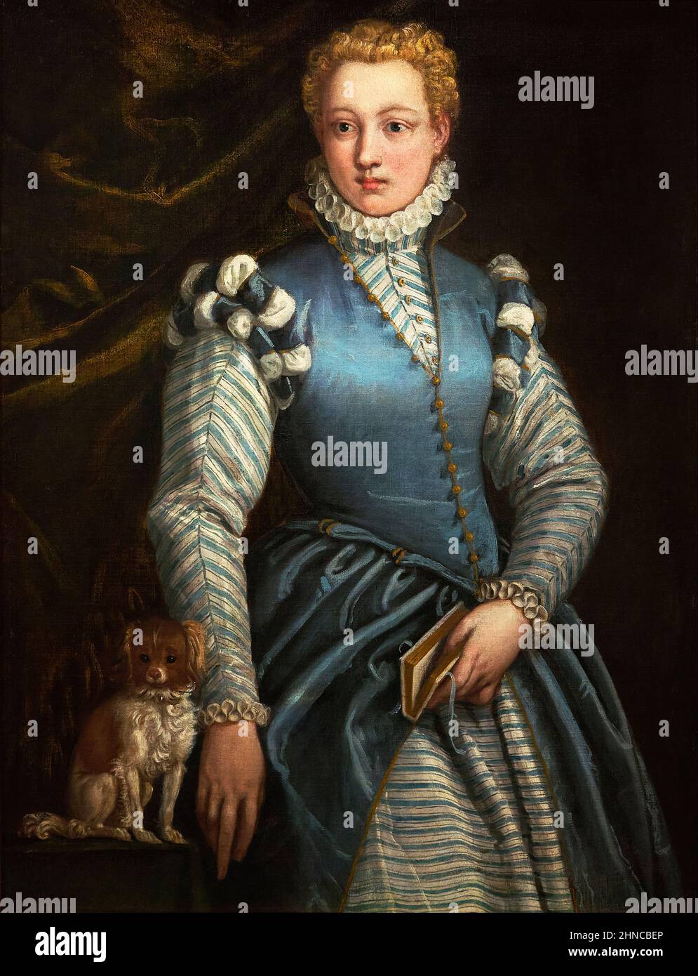 Veronese (Paolo Caliari). Portrait d'une femme avec un chien. CA. 1560 - 1570. Huile sur toile. 105 x 79 cm Banque D'Images