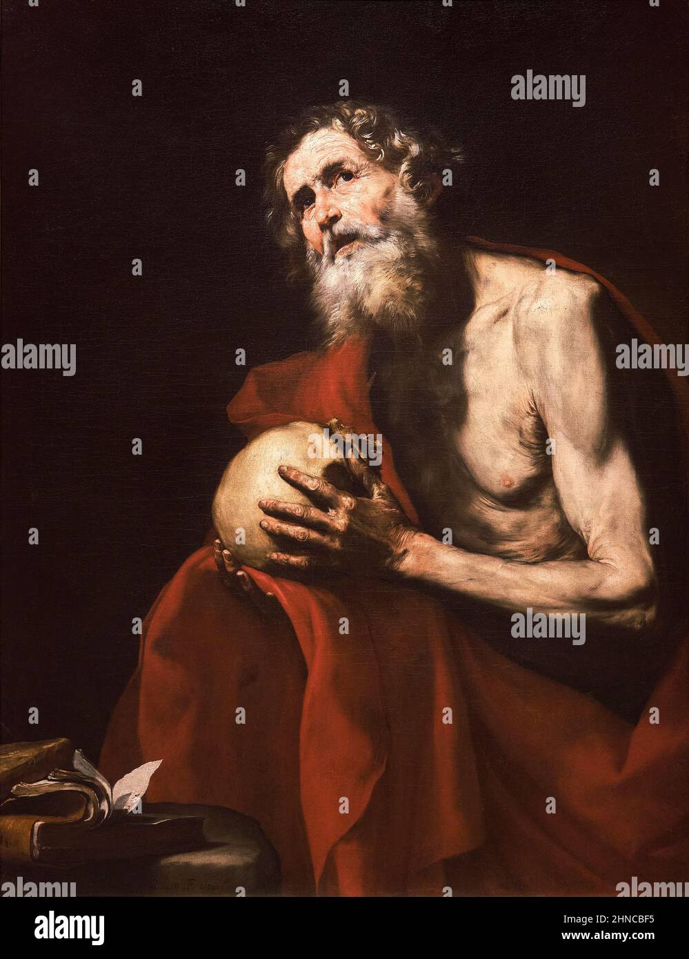 José de Ribera ('el Españoleto') (1591-1652). Saint Jérôme dans la pénitence. 1634. Huile sur toile. 126 x 78 cm. José de Ribera était un succe baroque espagnol Banque D'Images