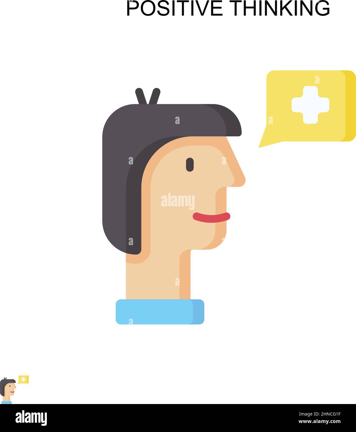 Icône de vecteur simple de pensée positive. Modèle de conception de symbole d'illustration pour élément d'interface utilisateur Web mobile. Illustration de Vecteur