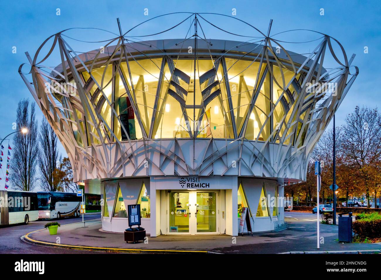 Nouvelle ville office de tourisme conçu par l'architecte François Valentiny, Remich, Luxembourg Banque D'Images