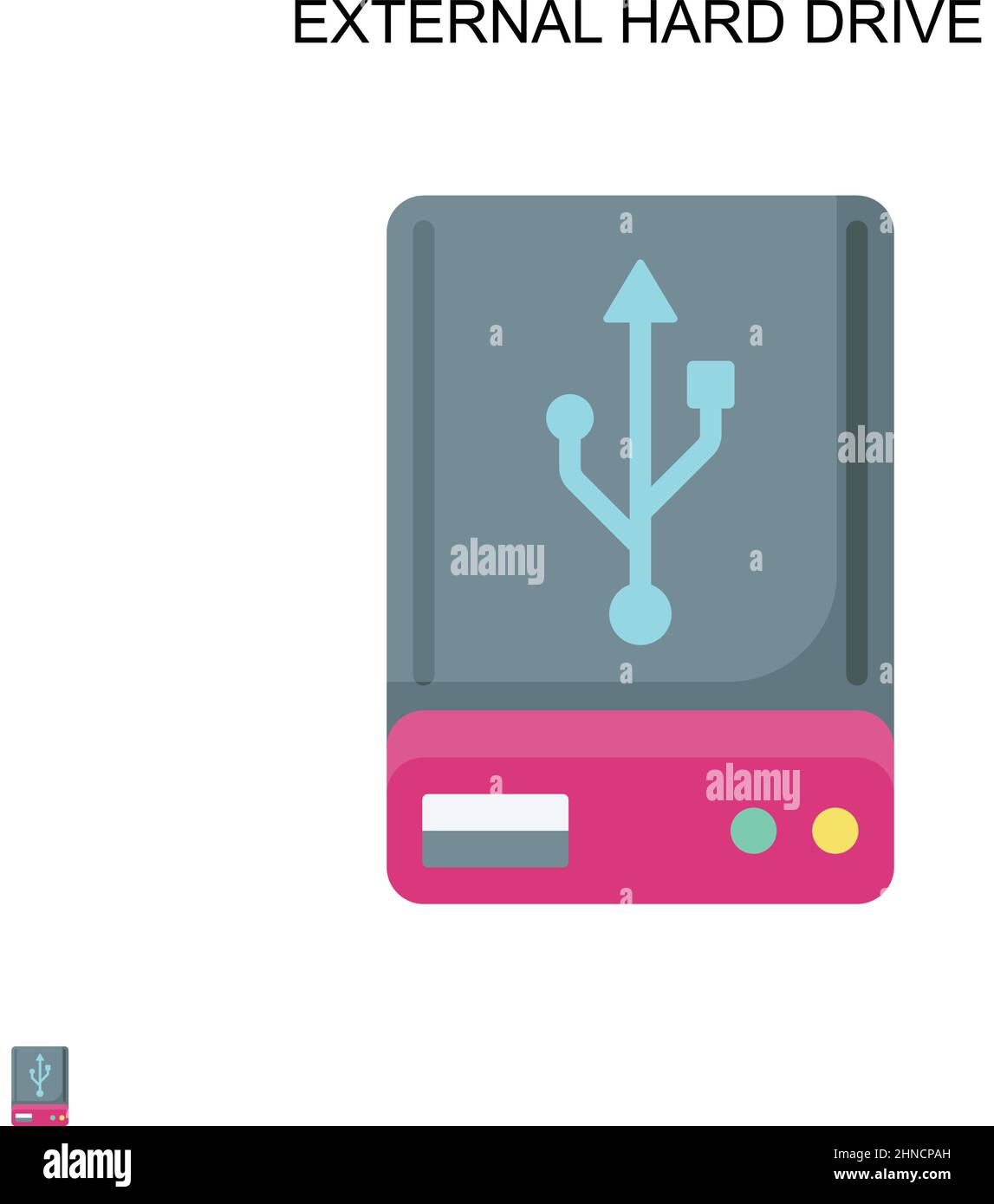 Icône de vecteur simple du disque dur externe.Modèle de conception de symbole d'illustration pour élément d'interface utilisateur Web mobile. Illustration de Vecteur