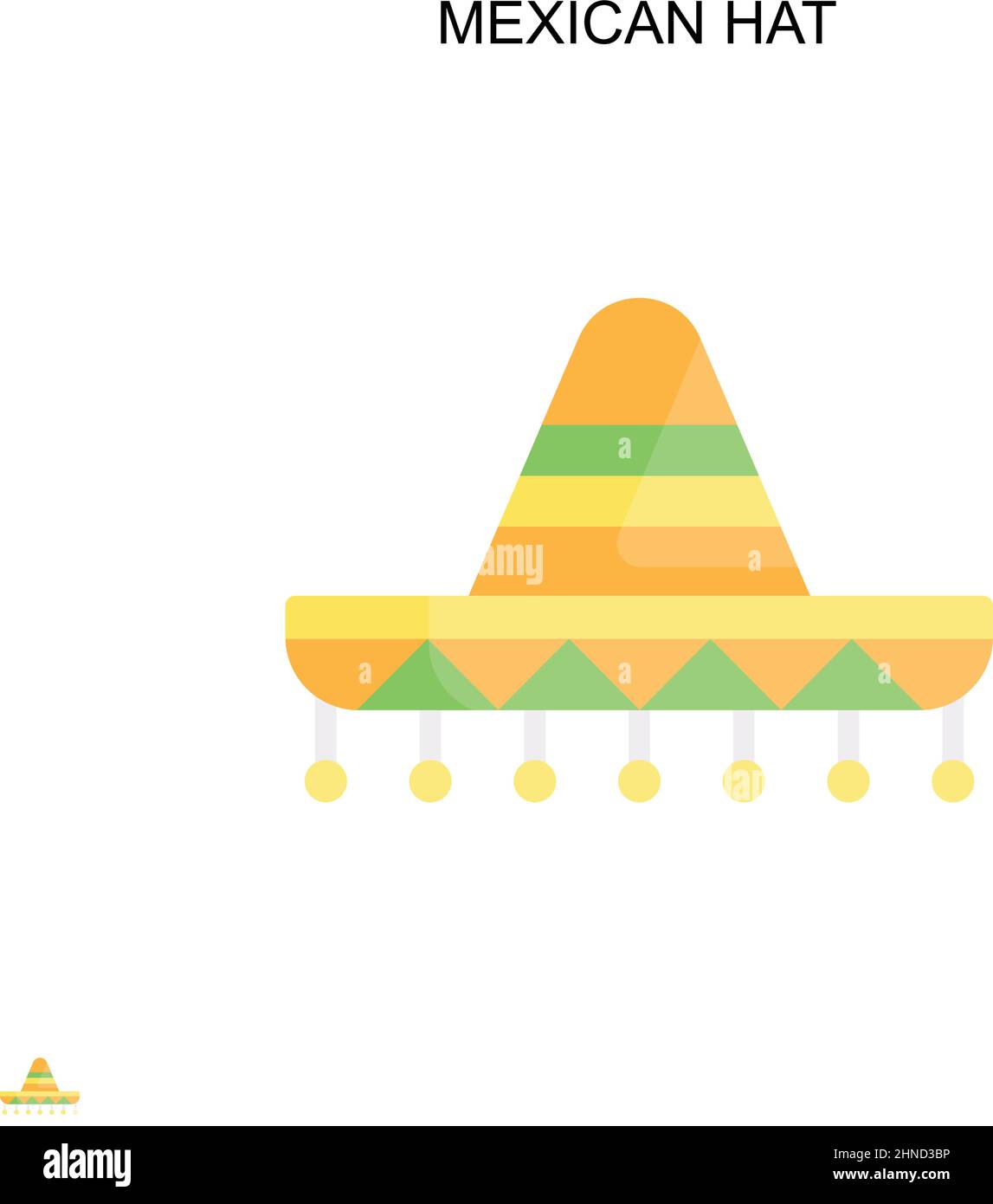 Icône de vecteur simple chapeau mexicain. Modèle de conception de symbole d'illustration pour élément d'interface utilisateur Web mobile. Illustration de Vecteur