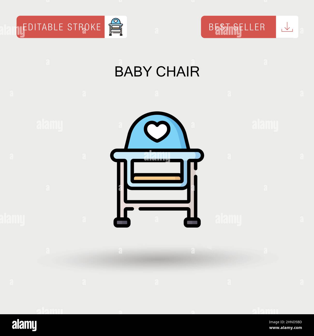 Icône vecteur simple de chaise de bébé. Illustration de Vecteur
