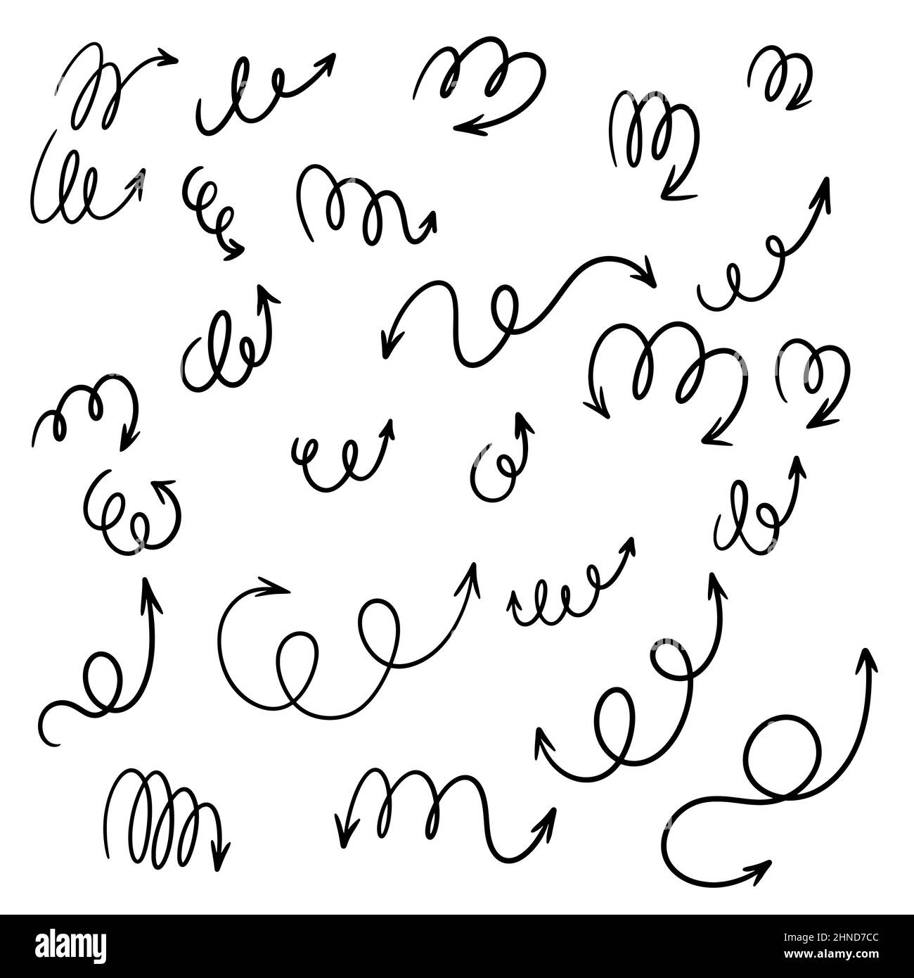 Les flèches Big Doodle définissent les icônes de contour noir. Illustration de Vecteur