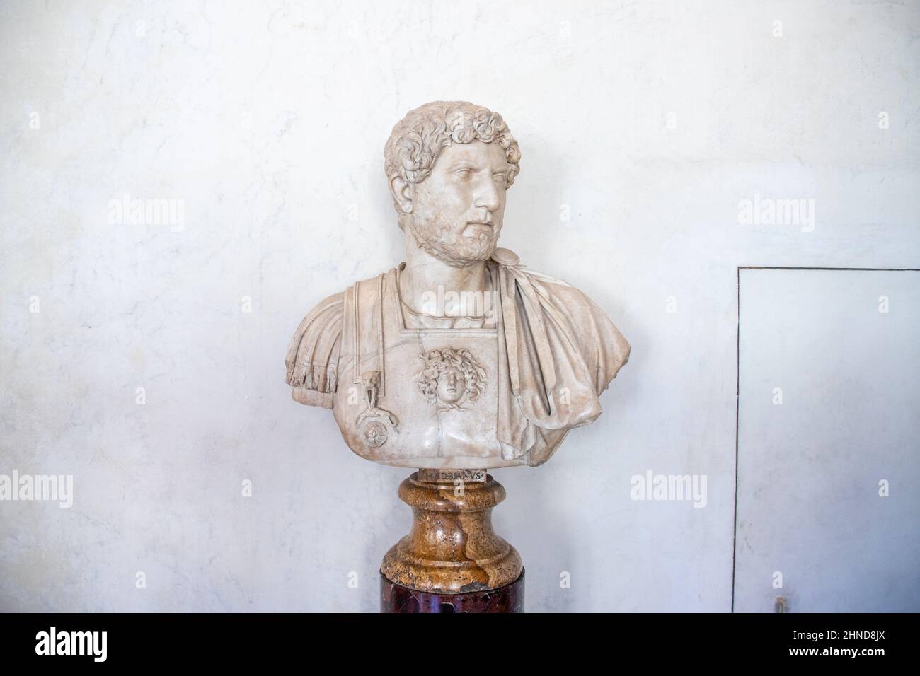 Buste de l'empereur romain Hadrien, Galerie des Offices, Florence, Italie Banque D'Images