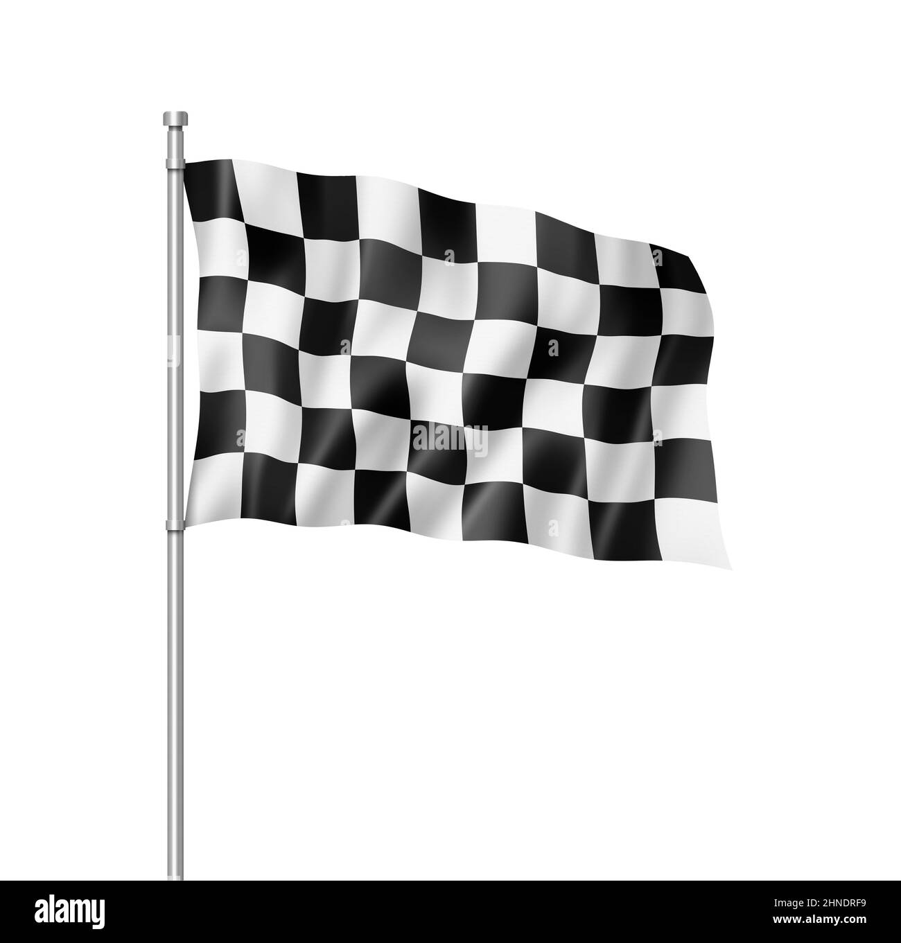 Fin de course automobile drapeau à damiers, le rendu en trois dimensions, isolated on white Banque D'Images