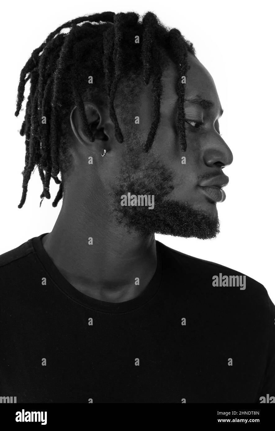Un portrait de profil d'un homme afro-américain attrayant Banque D'Images