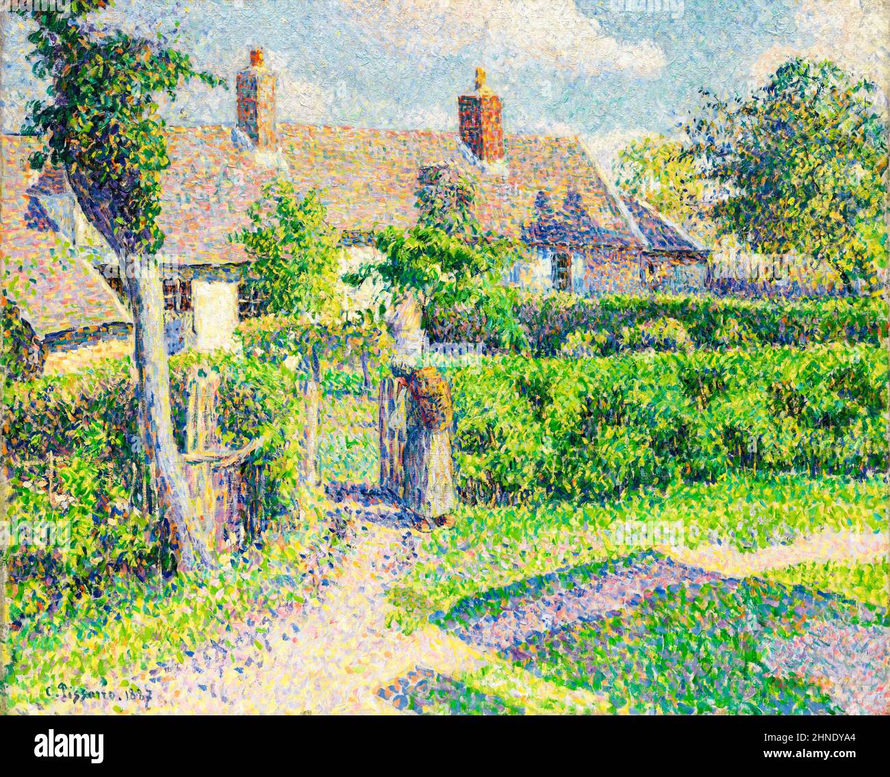 Tableau Toile Camille Pissarro - Maisons De Paysans - Reproduction Impressionniste - Prêt à Accrocher