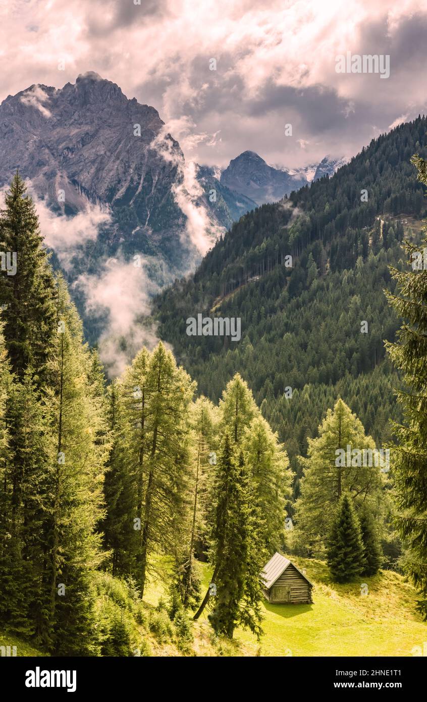 Paysage de montagne après la première neige Banque D'Images