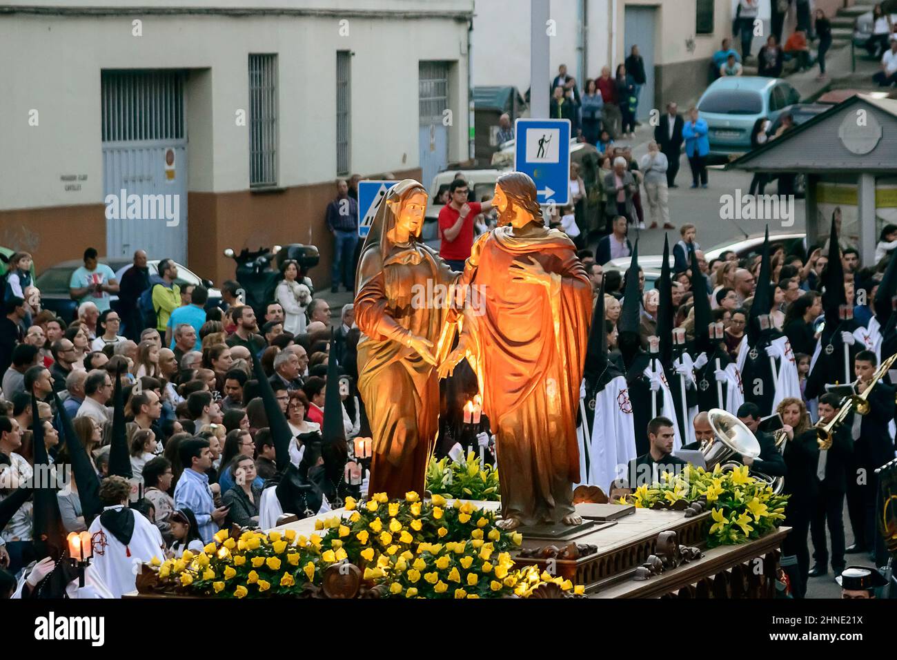 L'adieu dans la semaine de Pâques procession de la Fraternité de Jésus dans son troisième automne le lundi Saint à Zamora, Espagne. Banque D'Images