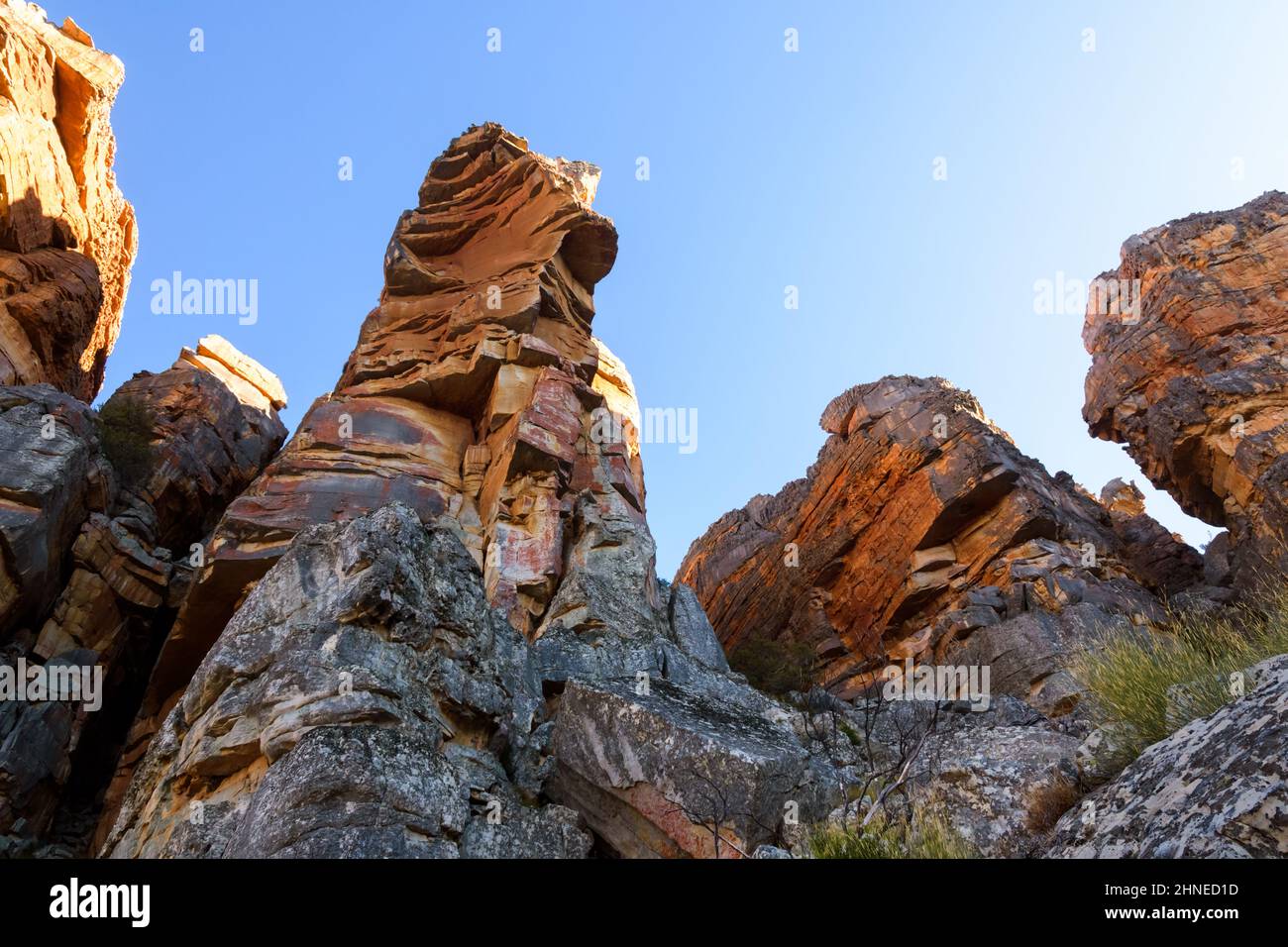 En regardant les rochers de Wolfberg, Cederberg, Afrique du Sud Banque D'Images