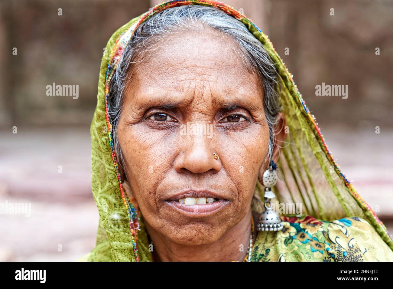 Inde Rajasthan Jodhpur. Portrait d'une femme Banque D'Images